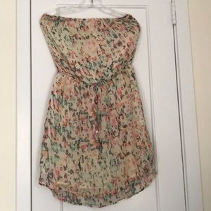 Gypsy Floral Strapless Silk Dress SZ SM